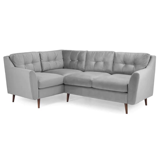 Helena Plush Velvet Corner Sofa Left Hand In Grey - Simply-Sofas-Online ...