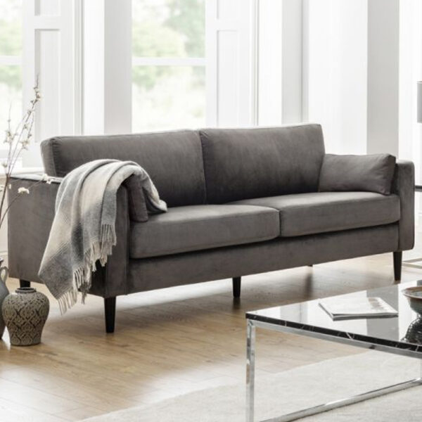 Hachi Velvet 3 Seater Sofa In Grey