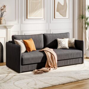 Grey 3-Seater Sleeper Sofa Bed polyester/corduroy