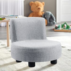 Linen Upholstered Rectangular Footstool with Wooden Legs