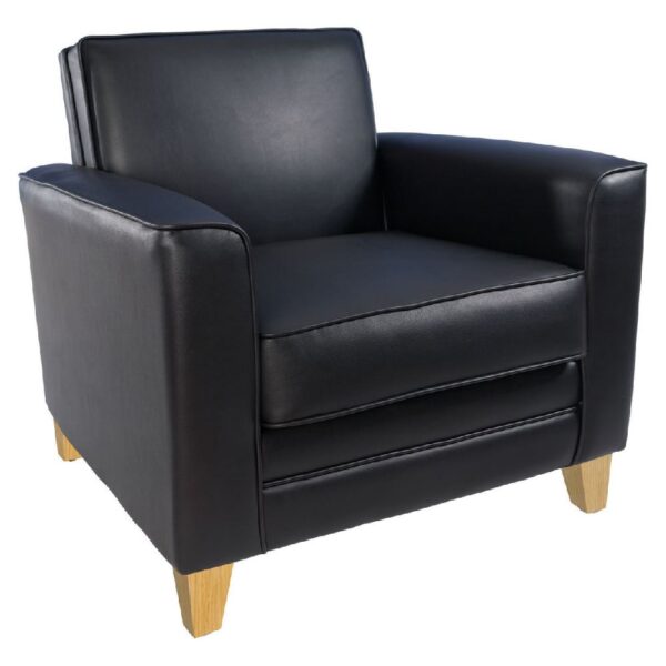 Nampa Leather Armchair With Light Oak Legs In Black