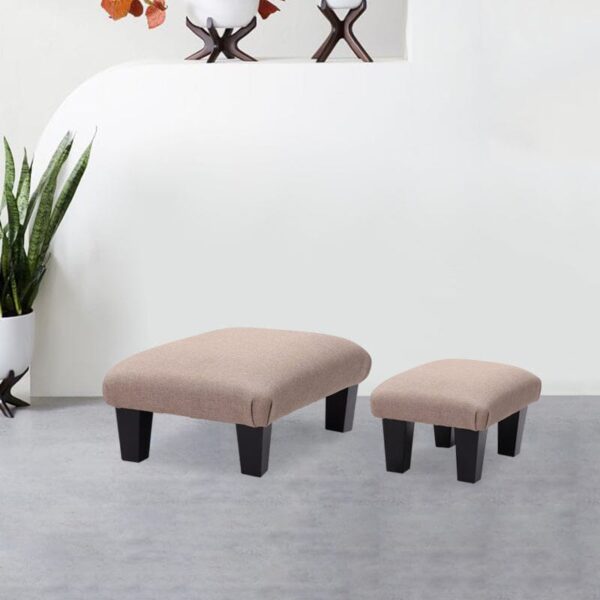 Non-Slip Linen Cotton Beige Footstool