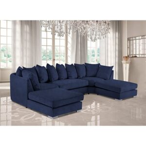 Boise U-Shape Plush Velour Fabric Corner Sofa In Slate