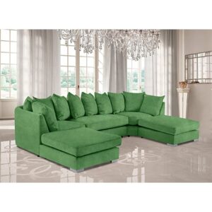 Boise U-Shape Plush Velvet Corner Sofa In Olive