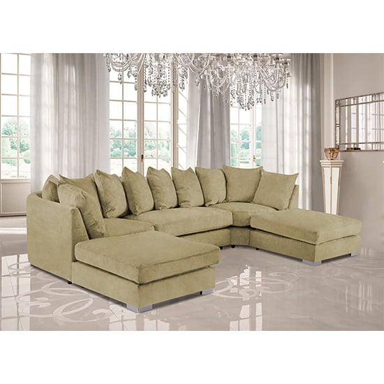 Boise U-Shape Plush Velvet Corner Sofa In Saffron