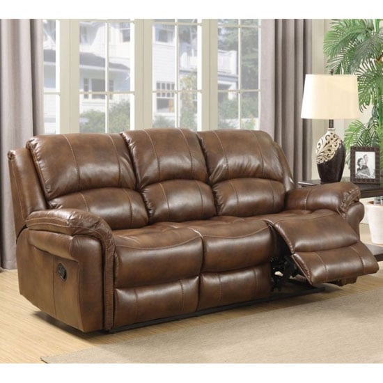 Farnham Leather 3 Seater Electric Recliner Sofa In Tan