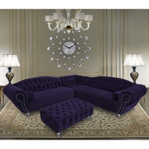 Huron Malta Plush Velour Fabric Corner Sofa In Ameythst