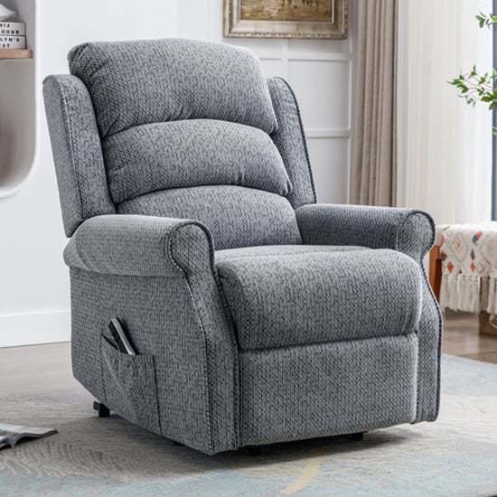 Warth Electric Fabirc Dual Motor Recliner Armchair In Steel Blue